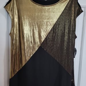 Alfani gold and black top NWT